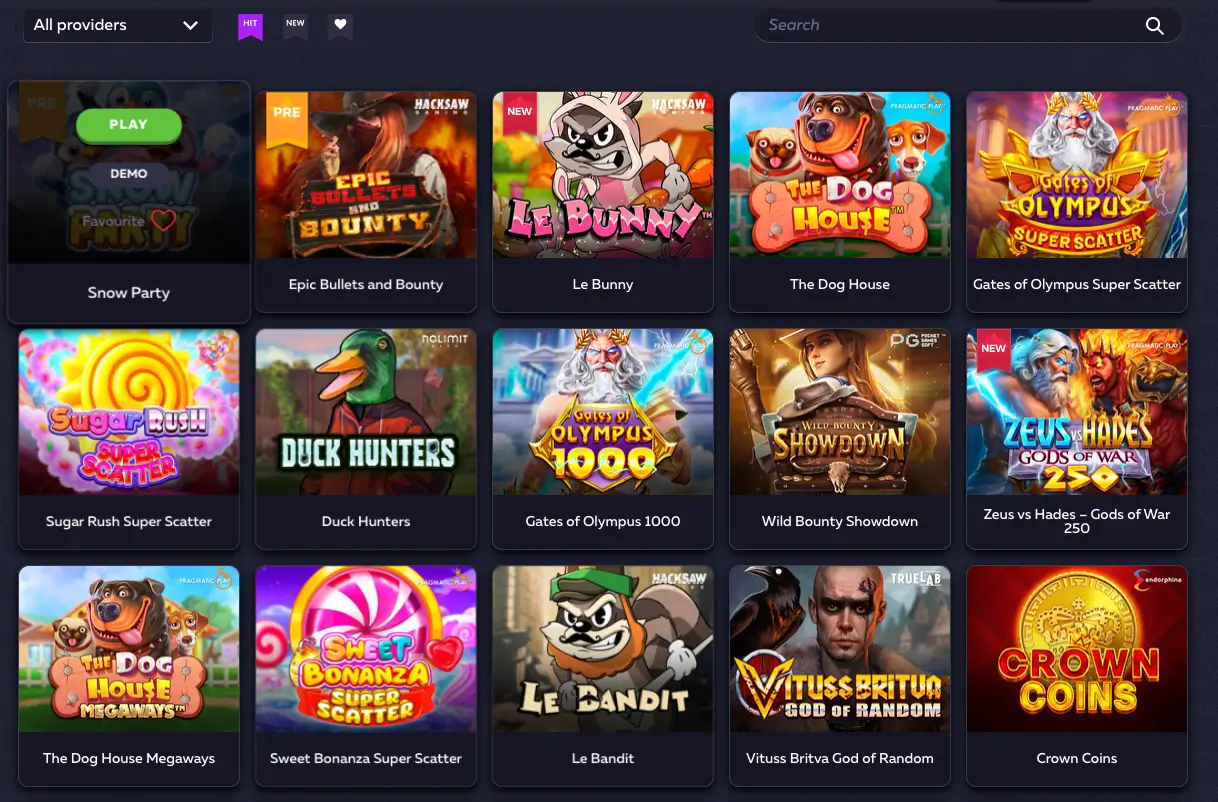 Vavada Casino – lobby z popularnymi automatami